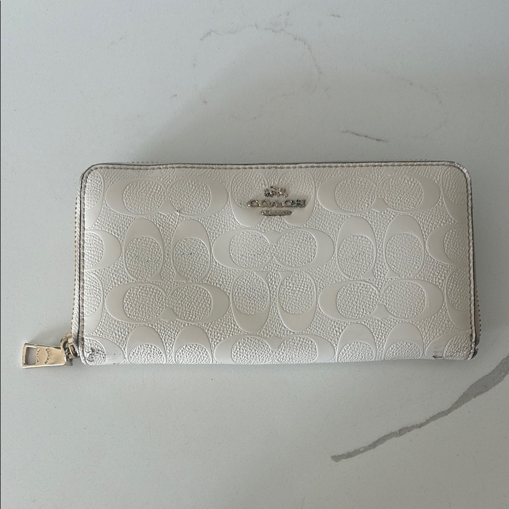 Coach White Embossed Leather Wallet